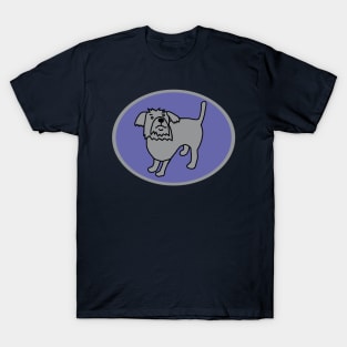 Ultimate Gray Puppy Dog on Very Peri Periwinkle Blue Oval Graphic T-Shirt